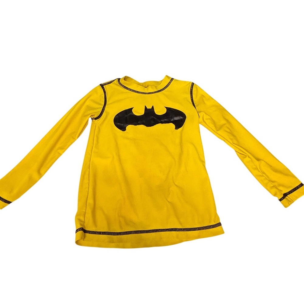 Batman Boys Yellow Long Sleeve Rash Guard Swim Shirt Size 3T DC Comics Logo